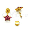 Stainless Steel Stud Earring, Star Design, with Pink Crystal, Polished, Golden Finish, 02.271.0021.9