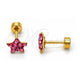 Arete Dormilona 02.271.0021.9 Acero Inoxidable, Diseño de Estrella y Tapon, con Cristal Rosado, Pulido, Tono Dorado