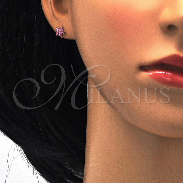 Stainless Steel Ring — Long Earring Star Design with Rose Crystal Polished — alternate product view — SKU 114178 | Acero Inoxidable anillo — Long Earring estrella diseño with Rose cristal pulido — SKU 114178