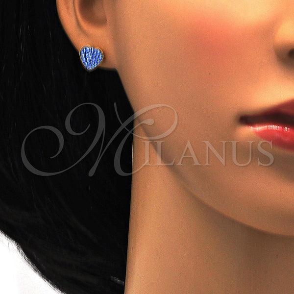 Stainless Steel Ring — Stud Earring Heart Design with Tanzanite Crystal Polished — alternate product view — SKU 114179 | Acero Inoxidable anillo — Stud Earring corazón diseño with Tanzanite cristal pulido — SKU 114179