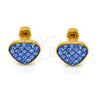 Stainless Steel Stud Earring, Heart Design, with Tanzanite Crystal, Polished, Golden Finish, 02.271.0022
