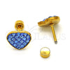 Stainless Steel Stud Earring, Heart Design, with Tanzanite Crystal, Polished, Golden Finish, 02.271.0022