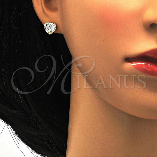 Stainless Steel Ring — Stud Earring Heart Design with Aurore Boreale Crystal — alternate product view — SKU 114180 | Acero Inoxidable anillo — Stud Earring corazón diseño with Aurore Boreale cristal — SKU 114180