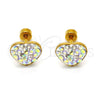 Stainless Steel Stud Earring, Heart Design, with Aurore Boreale Crystal, Polished, Golden Finish, 02.271.0022.1