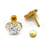 Stainless Steel Stud Earring, Heart Design, with Aurore Boreale Crystal, Polished, Golden Finish, 02.271.0022.1