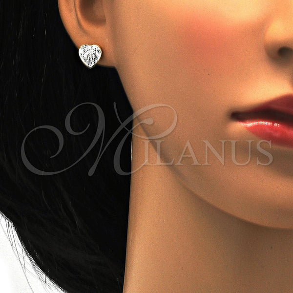 Stainless Steel Ring — Stud Earring Heart Design with White Crystal Polished — alternate product view — SKU 114181 | Acero Inoxidable anillo — Stud Earring corazón diseño with cristal blanco pulido — SKU 114181