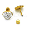 Stainless Steel Stud Earring, Heart Design, with White Crystal, Polished, Golden Finish, 02.271.0022.2