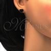 Stainless Steel Stud Earring, Heart Design, with Black Crystal, Polished, Golden Finish, 02.271.0022.3