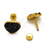 Stainless Steel Stud Earring, Heart Design, with Black Crystal, Polished, Golden Finish, 02.271.0022.3