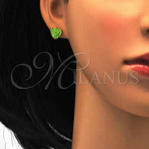 Stainless Steel Ring — Stud Earring Heart Design with Light Green Crystal — alternate product view — SKU 114183 | Acero Inoxidable anillo — Stud Earring corazón diseño with Light Green cristal — SKU 114183