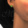 Stainless Steel Stud Earring, Heart Design, with Light Green Crystal, Polished, Golden Finish, 02.271.0022.4