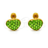 Stainless Steel Stud Earring, Heart Design, with Light Green Crystal, Polished, Golden Finish, 02.271.0022.4