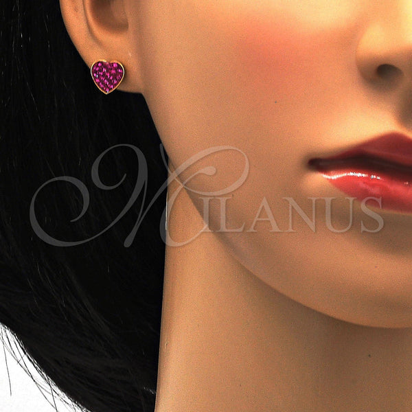 Stainless Steel Ring — Stud Earring Heart Design with Ruby Crystal Polished — alternate product view — SKU 114184 | Acero Inoxidable anillo — Stud Earring corazón diseño with Ruby cristal pulido — SKU 114184