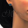 Stainless Steel Stud Earring, Heart Design, with Blue Topaz Crystal, Polished, Golden Finish, 02.271.0022.6