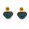 Stainless Steel Stud Earring, Heart Design, with Blue Topaz Crystal, Polished, Golden Finish, 02.271.0022.6