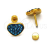 Stainless Steel Stud Earring, Heart Design, with Blue Topaz Crystal, Polished, Golden Finish, 02.271.0022.6