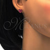 Stainless Steel Stud Earring, Heart Design, with Pink Crystal, Polished, Golden Finish, 02.271.0022.7