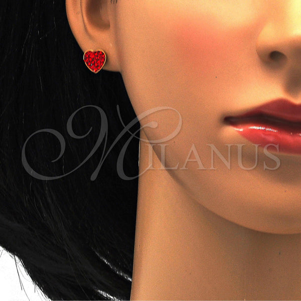 Stainless Steel Ring — Stud Earring Heart Design with Garnet Crystal Polished — alternate product view — SKU 114187 | Acero Inoxidable anillo — Stud Earring corazón diseño with Garnet cristal pulido — SKU 114187