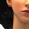 Stainless Steel Stud Earring, Heart Design, with Garnet Crystal, Polished, Golden Finish, 02.271.0022.8
