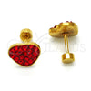 Stainless Steel Stud Earring, Heart Design, with Garnet Crystal, Polished, Golden Finish, 02.271.0022.8