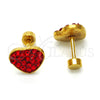 Stainless Steel Stud Earring, Heart Design, with Garnet Crystal, Polished, Golden Finish, 02.271.0022.8
