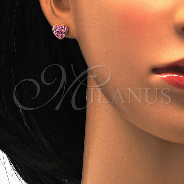 Stainless Steel Ring — Stud Earring Heart Design with Rose Crystal Polished — alternate product view — SKU 114188 | Acero Inoxidable anillo — Stud Earring corazón diseño with Rose cristal pulido — SKU 114188