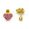 Stainless Steel Stud Earring, Heart Design, with Rose Crystal, Polished, Golden Finish, 02.271.0022.9