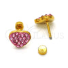 Stainless Steel Stud Earring, Heart Design, with Rose Crystal, Polished, Golden Finish, 02.271.0022.9