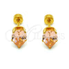 Stainless Steel Stud Earring, Teardrop Design, with Champagne Cubic Zirconia, Polished, Golden Finish for wholesale, additional product view 4