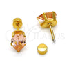 Stainless Steel Stud Earring, Teardrop Design, with Champagne Cubic Zirconia, Polished, Golden Finish for wholesale, additional product view 6