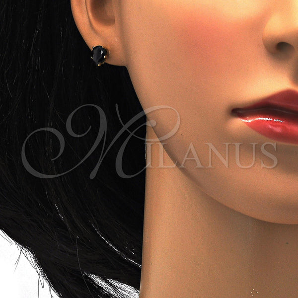 Stainless Steel Ring — Stud Earring Teardrop Design with Black Cubic Zirconia — alternate product view — SKU 114200 | Acero Inoxidable anillo — Stud Earring Teardrop diseño with negro Cubic Zirconia — SKU 114200