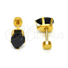 Stainless Steel Stud Earring, Teardrop Design, with Black Cubic Zirconia, Polished, Golden Finish, 02.271.0023.9