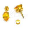 Stainless Steel Stud Earring, Teardrop Design, with Golden Cubic Zirconia, Polished, Golden Finish, 02.271.0023.11