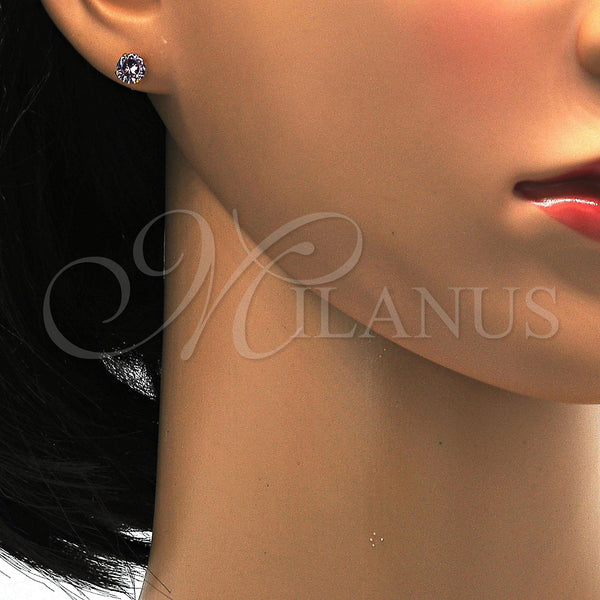Stainless Steel Ring — Stud Earring with Pink Cubic Zirconia Polished 02. — alternate product view — SKU 114205 | Acero Inoxidable anillo — Stud Earring with Pink Cubic Zirconia pulido 02. — SKU 114205