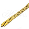 Stainless Steel Solid Bracelet, Cross Design, Polished, Golden Finish, 03.114.0229.1.09 (12 MM Thickness, 9 Inches Length)
