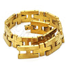 Stainless Steel Solid Bracelet, Cross Design, Polished, Golden Finish, 03.114.0229.1.09 (12 MM Thickness, 9 Inches Length)