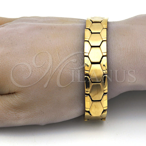 Stainless Steel Solid Bracelet, Polished, Golden Finish, 03.114.0227.1.09 (14 MM Thickness, 9 Inches Length)