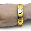 Stainless Steel Solid Bracelet, Polished, Golden Finish, 03.114.0227.1.09 (14 MM Thickness, 9 Inches Length)