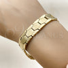 Stainless Steel Solid Bracelet, Polished, Golden Finish, 03.114.0227.1.09 (14 MM Thickness, 9 Inches Length)