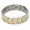 Stainless Steel Solid Bracelet, Polished, Two Tone, 5.244.001.3.08 (16 MM Thickness, 8 Inches Length)