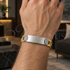 Stainless Steel Solid Bracelet, Polished, Two Tone, 03.114.0236.1.08 (14 MM Thickness, 8 Inches Length)