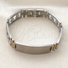 Stainless Steel Solid Bracelet, Polished, Two Tone, 03.114.0236.1.08 (14 MM Thickness, 8 Inches Length)
