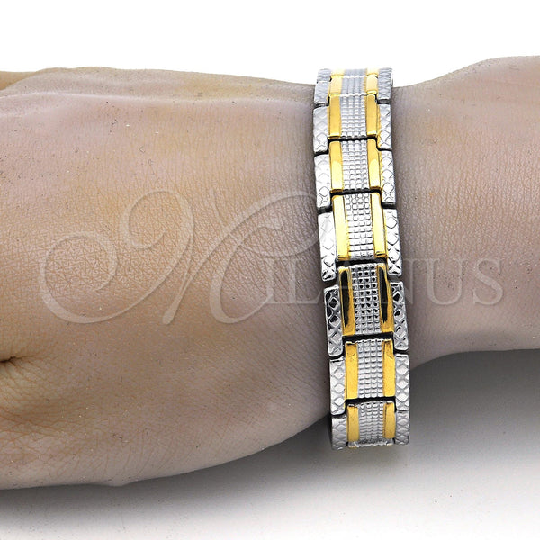 Stainless Steel Bracelet — Solid Bracelet Polished Two Tone 5. 13 MM — alternate product view — SKU 114257 | Acero Inoxidable brazalete — Solid Bracelet pulido Two Tone 5. 13 MM — SKU 114257