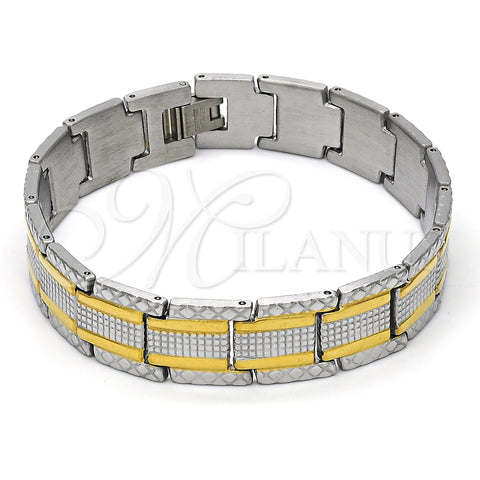 Stainless Steel Solid Bracelet, Polished, Two Tone, 5.244.002.08 (13 MM Thickness, 8 Inches Length)