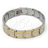 Stainless Steel Solid Bracelet, Polished, Two Tone, 5.244.002.08 (13 MM Thickness, 8 Inches Length)