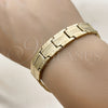 Stainless Steel Solid Bracelet, Diamond Cutting Finish, Golden Finish, 5.244.002.2.08 (13 MM Thickness, 8 Inches Length)