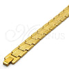 Stainless Steel Solid Bracelet, Diamond Cutting Finish, Golden Finish, 5.244.002.2.08 (13 MM Thickness, 8 Inches Length)