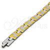 Stainless Steel Solid Bracelet, Greek Key Design, Polished, Steel Finish, 5.247.010.1.09 (12 MM Thickness, 9 Inches Length)