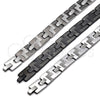 Stainless Steel Solid Bracelet, Greek Key Design, Polished, Steel Finish, 5.247.010.1.09 (12 MM Thickness, 9 Inches Length)