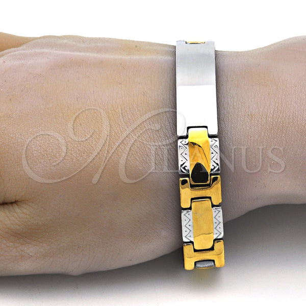 Stainless Steel Bracelet — Solid Bracelet Polished Two Tone 03. 12 MM — alternate product view — SKU 114265 | Acero Inoxidable brazalete — Solid Bracelet pulido Two Tone 03. 12 MM — SKU 114265
